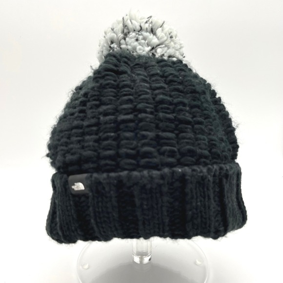 The North Face Womens Knit Beanie Pom Pom Hat Black NFOA354A Winter - Picture 1 of 7